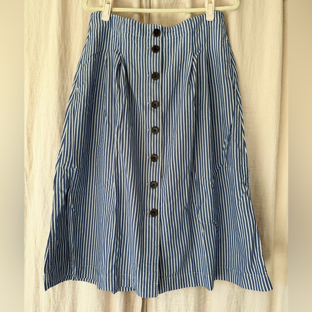 Talbots Navy Striped A-Line Skirt